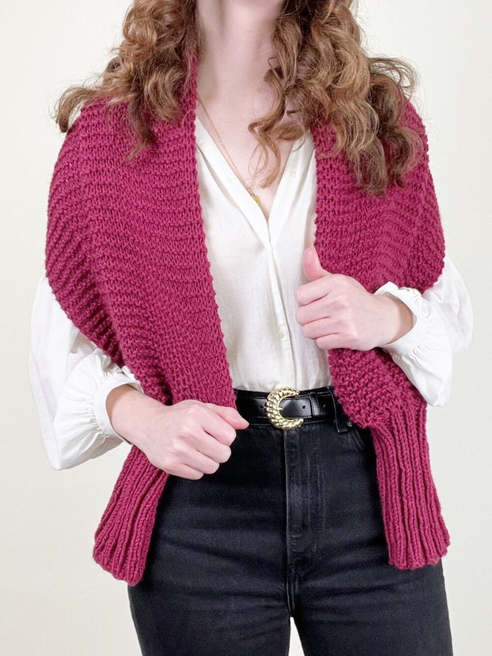 Hand Knit Chunky Cocoon Shrug Cardigan Sweater Scarf Shawl Oversized Fall Winter